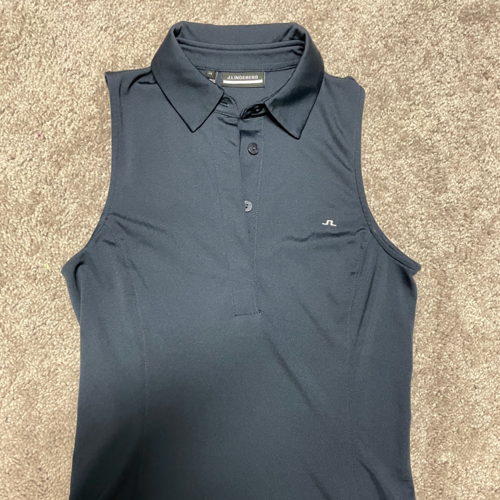 J. Lindeberg Dena Sleeveless Golf Polo Ladies Navy Blue Size XS